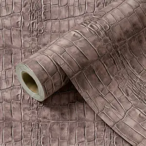 1 Roll 44.5CM(17.5") 3D Embossed Crocodile Texture Peel And Stick Wallpaper, Self Adhesive Removable Waterproof Convenient Installation Vinyl Contact Paper For Wall Cabinet Wardrobe Home Decor