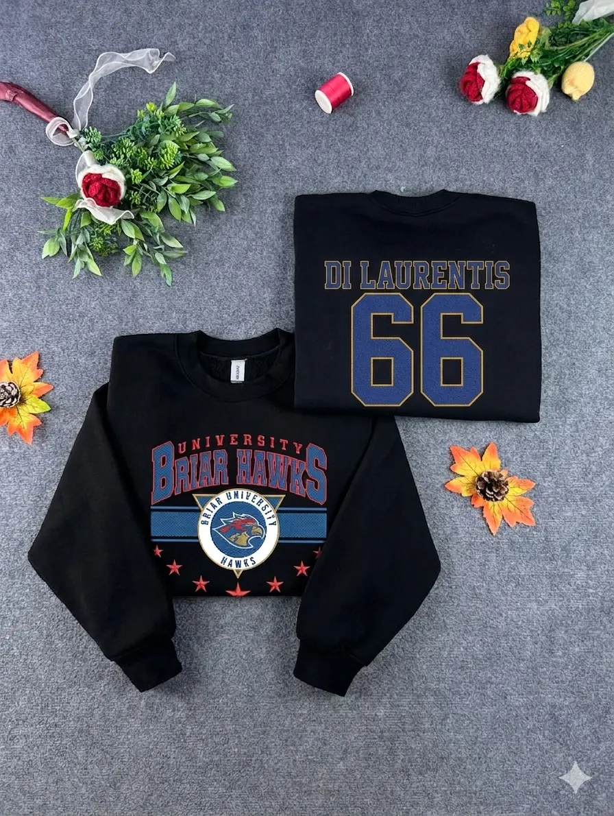 Women's Casual Long-Sleeve Hoodie - BRIAR U Hockey Club 66 Top, Di Laurentis 66 Off Campus Fan Gift Sweatshirt
