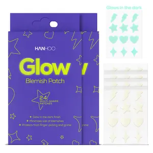 Hanhoo Glow Blemish Patch 24 Multi-Shaped Patches Fun Glow-in-the-Dark Effect Shrink Surface Pimples Overnight for Cool Glow Effect Acne Solutions