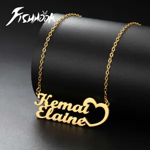 Custom Necklace 2 Name Personalized Pendant Nameplate Valentines Day Gift For Women Men Couple Chain Stainless Steel Jewelry