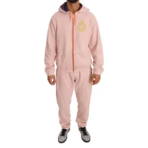 Billionaire Italian Couture Pink Cotton Sweater Pants Tracksuit