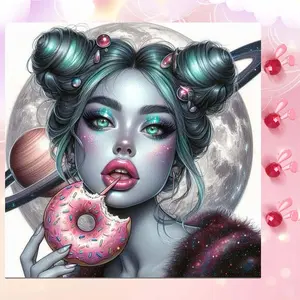 5D DIY Full Drill Round Diamond Painting - Diamond Art Kit Donut, Planet, Night Sky. Mosaic, Canvas - DIY Decorative Painting, Home Wall Decor, Suitable for Halloween and Christmas, Birthday and Anniversary Gifts.