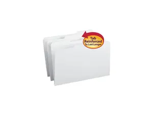 Smead 17834 File Folders, 1/3 Cut, Reinforced Top Tab, Legal, White, 100/Box