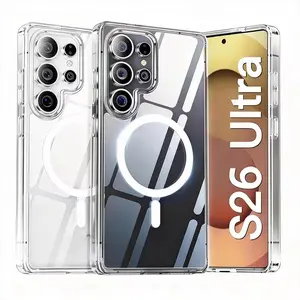 Clear Magnetic Phone Case for Samsung Galaxy S26 Plus Ultra S26 S25 S24 S23 S22 S21 S20 Series Shockproof Drop Resistant Protective Cover Supports Wireless Charging Unisex Design
