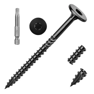 25 count #14 x 4 Inch Lag Screws Structural  Screws 4 inch, Black Coated Rust Resistant Heavy Duty Construction Screw  Drive with Bit