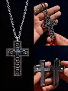 Thanos Necklace Unique Cross Pendant Necklace Squidward Games, Vintage Cross Pendant Necklace with Secret Compartment - Gaming Jewelry Costume Accessories