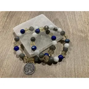 Libra Astrology Zodiac Bracelet - September October - Moonstone - Labradorite - Citrine - Lapis Lazuli