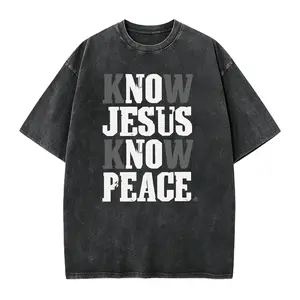 [100% Cotton] Cotton Short Sleeve T-Shirt [Faith in God, Christian Christ] Christian Faith T-Shirt - Know Jesus Know Peace - Religious Tee Golf Gift T-Shirt For Men and Women,Casual Summer T-Shirt with Crew Neck,viral graphic tees