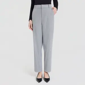 Women's Mid-Rise Tapered Leg Suit Trousers - A New Day Light Blue Striped 10
