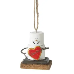Ganz S'mores Snowman I Love You Ornament Resin Christmas Ornament 2.3 inch