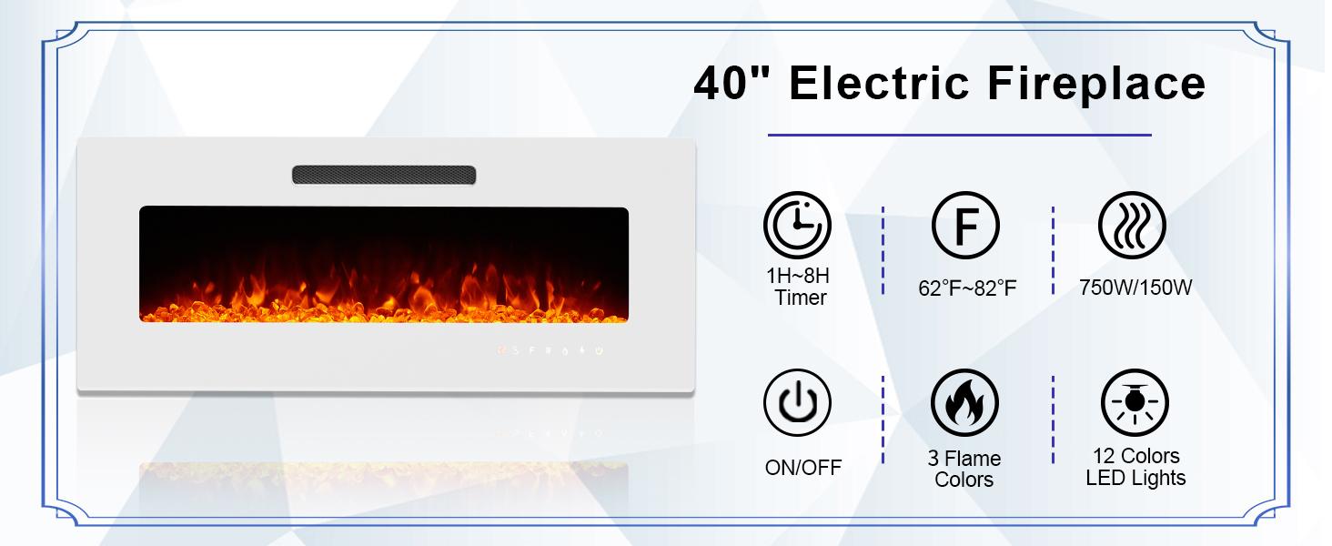 [Ships in 2 Boxes] [Spring Sale] AMERLIFE U-Shaped Legs Fireplace TV Stand, Media Console with Electric Fireplace and LED Lights, Modern Entertainment Center with Storage Shelf, Apartment Furniture/Best Gift Ideas/Christmas Gifts
