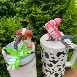 Vibrant Hummingbird Straw Toppers and Charms for Stanley Tumbers & 9.5mm Straws with Durable PLA Design - Stylish, Beverage