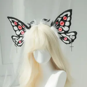 DIYAO Unisex Halloween Demon Cthulhu Beast Ears Headband, Dark Gothic Cosplay Prop with Moth Fantasy Creature Design, Horror-Themed Fashion Hair Accessory for Comic Shows & Cosplay Events