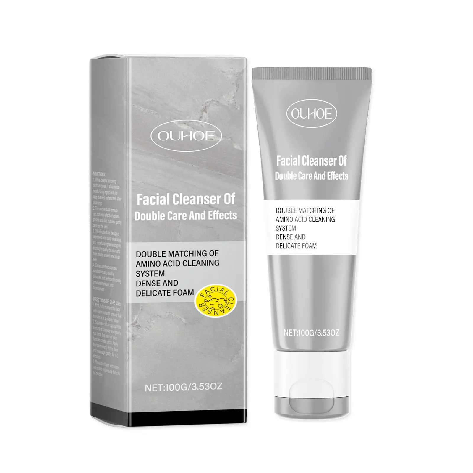 OUHOE Double Cleansing Moisturizing Cleanser, Gently Cleansing Facial Skin Refreshing Hydrating Moisturizing Facial Cleanser