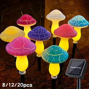 Solar Mushroom Lights for Outdoor Garden Decor, 8/12/20 Pieces, Night Light Modes, Solar Powered, Plastic Housing, Patio & Lawn Use