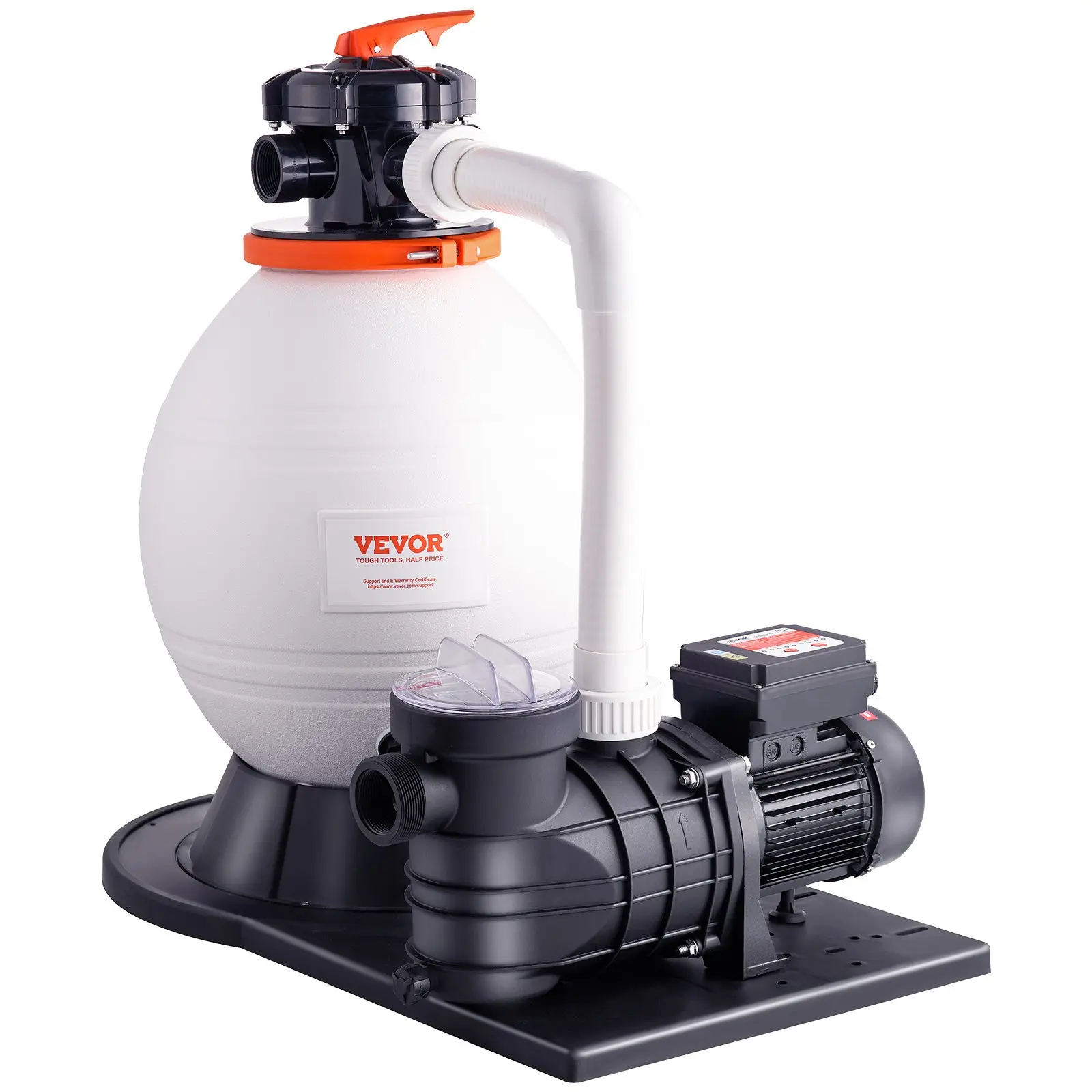 VEVOR 1 HP Above Ground Pool Sand Filter Pump Full Kit, 16-in 3500 GPH Thermoplastic System with 6-Way Multi-Port Valve, Strainer Basket, Backwash Function for Domestic & Commercial Use