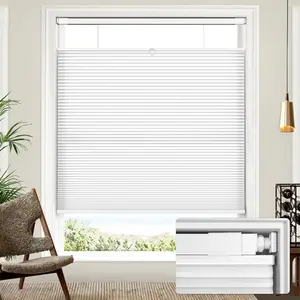 Upgraded Top Down Bottom Up Cordless Honeycomb Blinds, No Drill No Tools Easy Install Cellular Shades for 35" W x 64" H Windows, White - Light Filtering