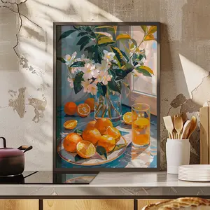 Vibrant Oranges Wall Art – Sun-Kissed Citrus Fruit Poster, Lemon Botanical Print for Kitchen and Room Decor, Unframed