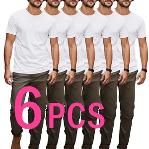 (Value Pack) Men's Solid Color Undershirts - 100% Cotton Classic Crewneck Tees, Durable Workwear & Daily Casual T-Shirts Street style