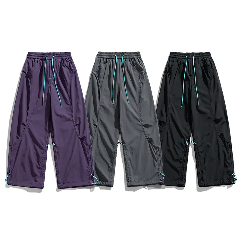 Loose Adjustable Cuff Quick Dry Parachute Wide Leg Trousers | Casual Pick For Y2K Retro Mountain Street Athlete Lovers