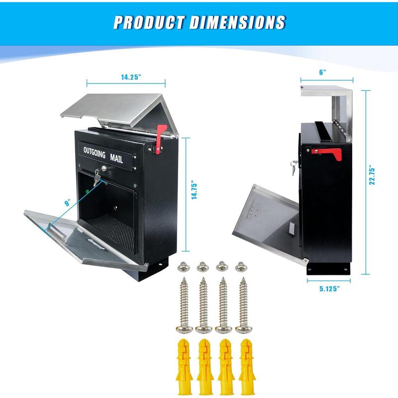 D23-H - Stainless Steel Mailbox for Walls, Heavy Duty Wall Mounted Mailbox with Newspaper Holder - 14.25'' x 6'' x 17.25'' Silver Rust Proof Steel Dropbox