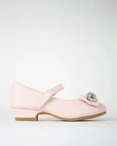 Girls Closed Toe Mary Jane Shoes | Ankle Strap Heels with Bow