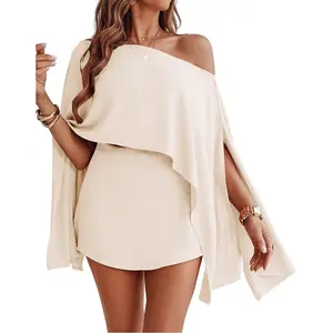 Women's Chic 3-Piece Matching Beachwear Set - Off-Shoulder Batwing Sleeve Crop Top with Bandeau, Lightweight Comfortable Elastic Soft Fabric Fit Skorts Bottoms for Summer Vacation