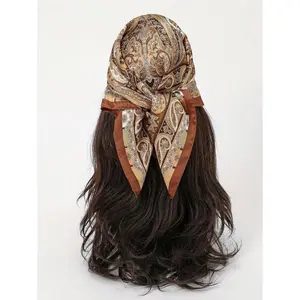 1pc Women Scarf Simple Printed 70cm Square Scarf, New Stylish Bandana For Women, Versatile Waist Tie, Hair Accessory Witch Silk Scarves