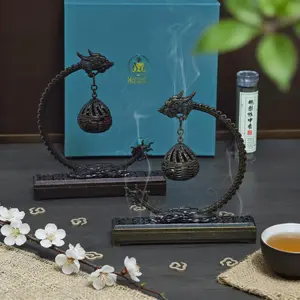 Alloy Dragon Incense Burner, Hanging Holder with Display Stand, Decorative Censer for Home Living Room, Gift for Incense Enthusiasts