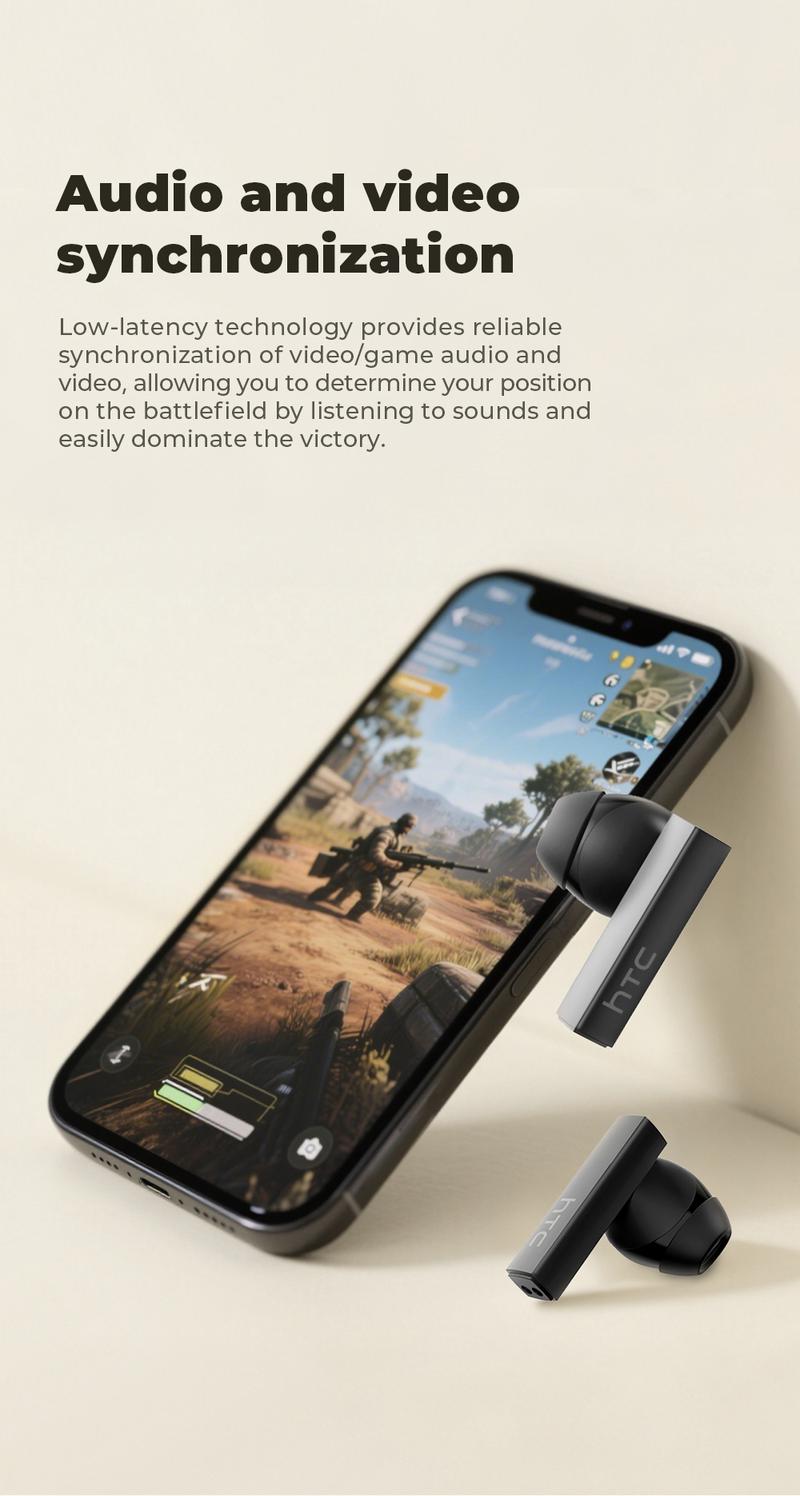 HTC NE40 Wireless Earphones Bluetooth 6.0, LED Display High Fidelity, for Gaming, Office, Sports, Music & Phone Calls TWS Earbuds , IPX5 Waterproof Earphones, Built-in Microphone In Ear Earphones