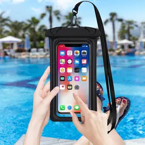Waterproof Phone Pouch Outdoor Storage Bag Transparent Thick Organizer Strap Cyan Protective