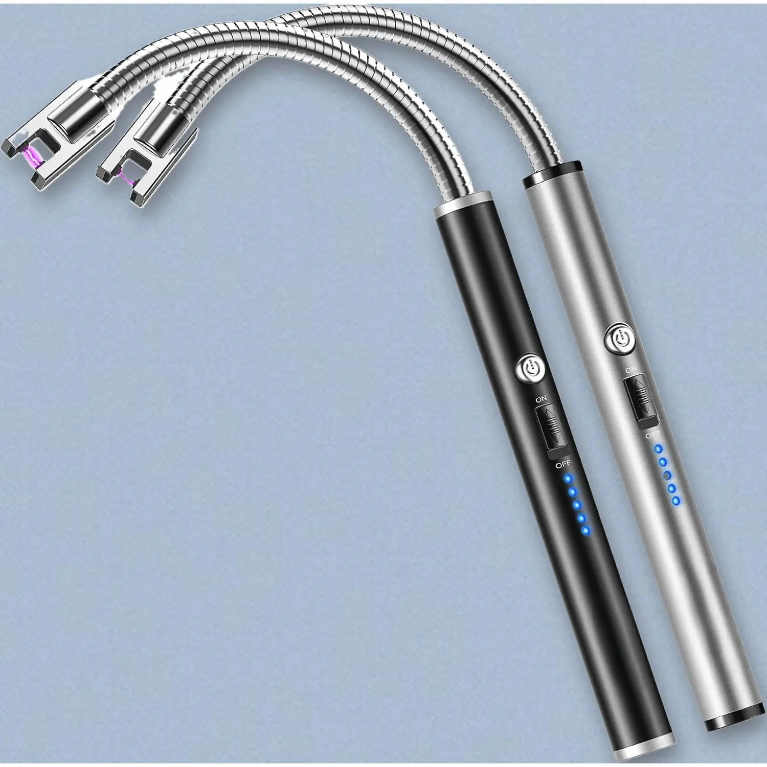 Long Electric Lighter Rechargeable USB with LED Battery Display Flexible Neck Plasma Arc for Fireworks Gas Stove BBQ