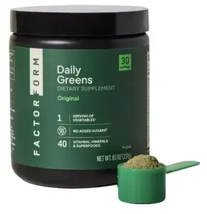 Factor Form Daily Greens Original Dietary Supplement - 2B CFU Probiotics for Gut Health, 40 Vitamins & Minerals, Superfoods for Optimal Absorption, Smooth & Nutrient-Dense