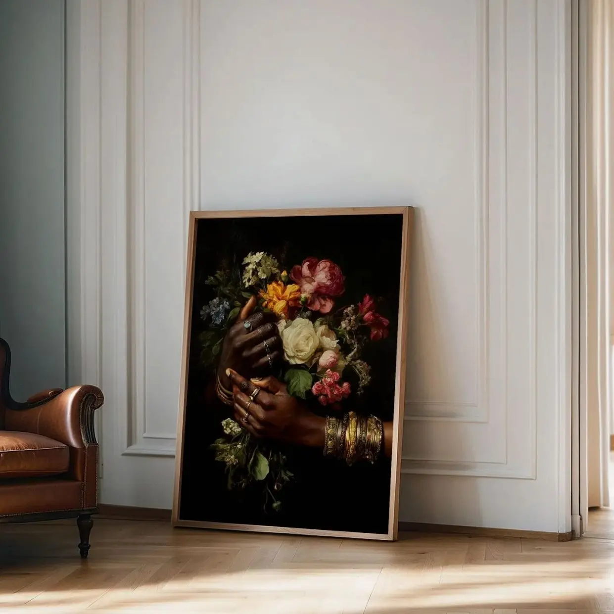 Hand With Flowers Art Print Dark Floral Romantic Wall Decor Botanical Poster G