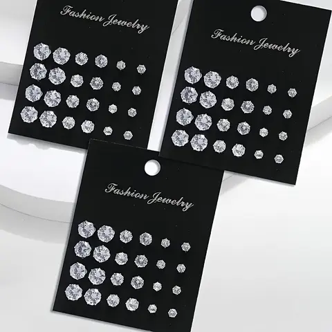 72PCS Exquisite Shiny Women Stud Earrings Set Luxurious Mixed Size Sparkling Inlaid Rhinestone Ear Stud Wedding Engagement Anniversary Earrings Jewelry Elegant Women Party Birthday Gift