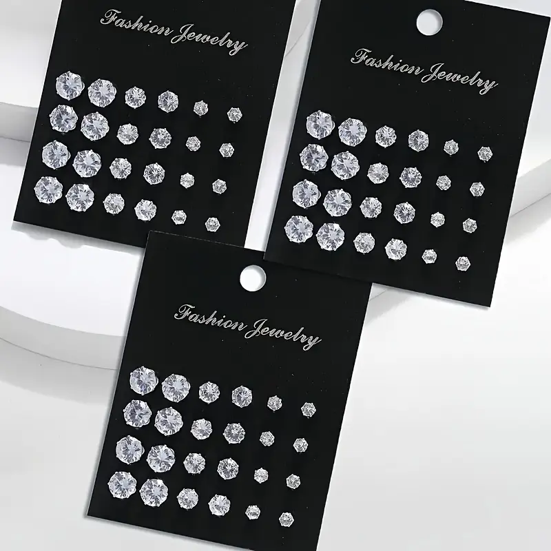 72PCS Exquisite Shiny Women Stud Earrings Set Luxurious Mixed Size Sparkling Inlaid Rhinestone Ear Stud Wedding Engagement Anniversary Earrings Jewelry Elegant Women Party Birthday Gift