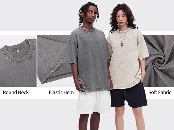 Arssm 3 Pack Oversized Tshirts for Men Gym Vintage Heavyweight T Shirts Cotton Workout Acid Wash Baggy Tees