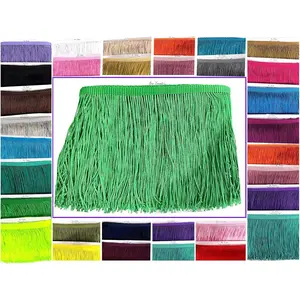 5 Yards of 6" Long Chainette Fringe Thread Yarn Tassel Trim Braid Fringe for Crafts Sewing and Decor Green