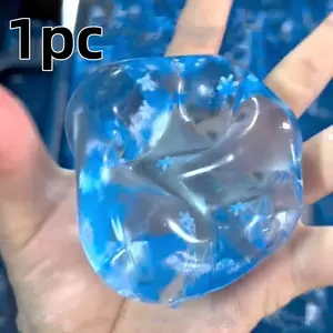 Snowflake Ice Cube Squishy, Random 1pc Clear Squeeze Fidget Toy, Super Satisfying Stress Relief Toy, Perfect for Anxiety & Relaxation