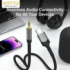 【HOTTU】AU15  Universal Type-C Wired to 3.5mm Headphone Adapter, Durable Braided Audio Cable, Auxiliary Cord, 1.2m Phone Charging Line, Model Xinghao, Devices, Headset
