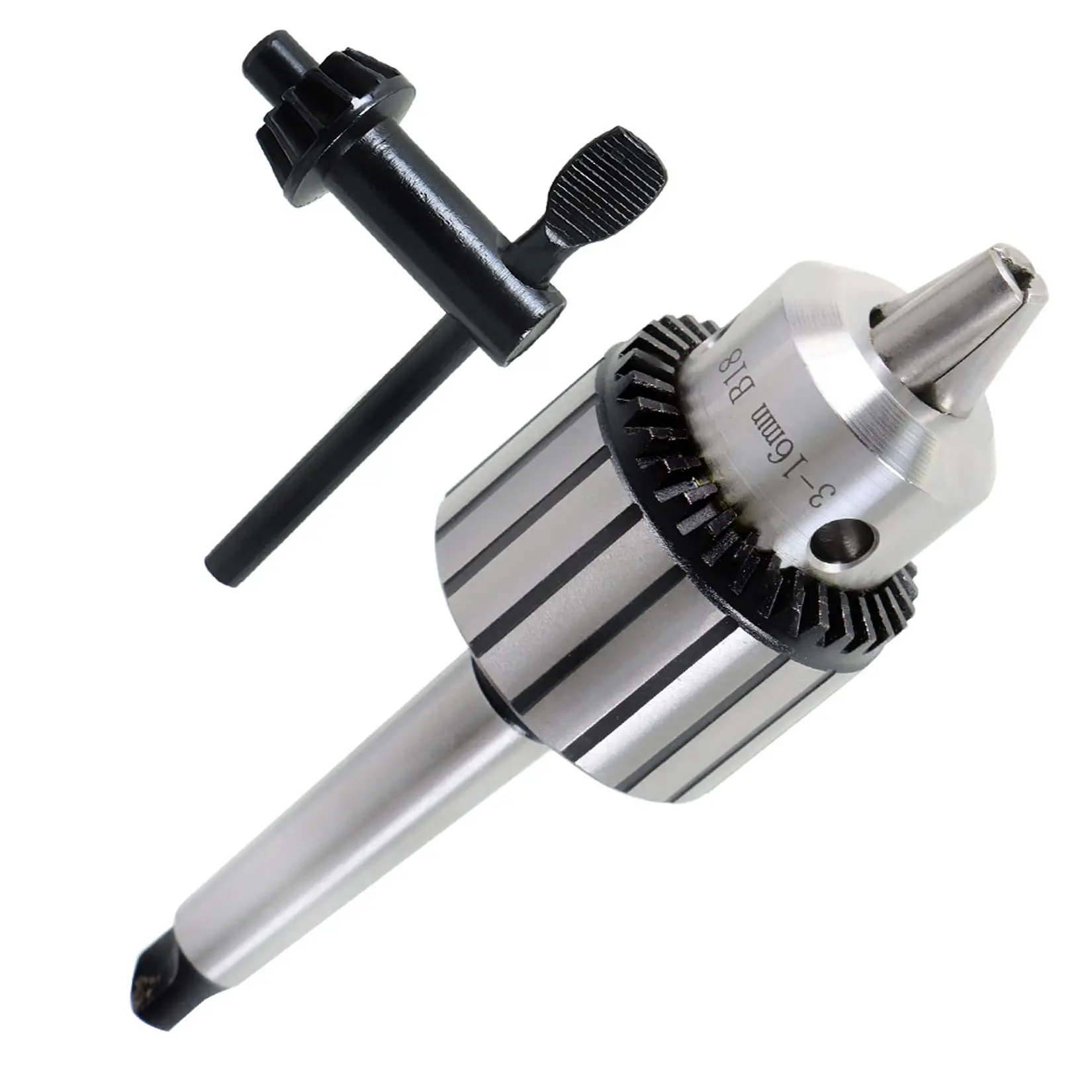 Metal Drill Chuck, 5/8" Capacity, K32 Chuck Key Included, MT2 Shank (R8-B18), Power Tool Accessories