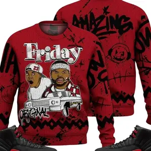 Bloodline 12s Outfit Ugly Sweater, Meme Friday Graphic Tee Sneaker Color Match Shirts