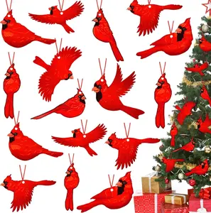 36 Pieces Red Cardinal Christmas Ornaments Red Christmas Tree Ornaments Cardinals Birds Memorial Hanging Wood Decor for Xmas Tree Gift Decoration(Cardinal) Yalikop