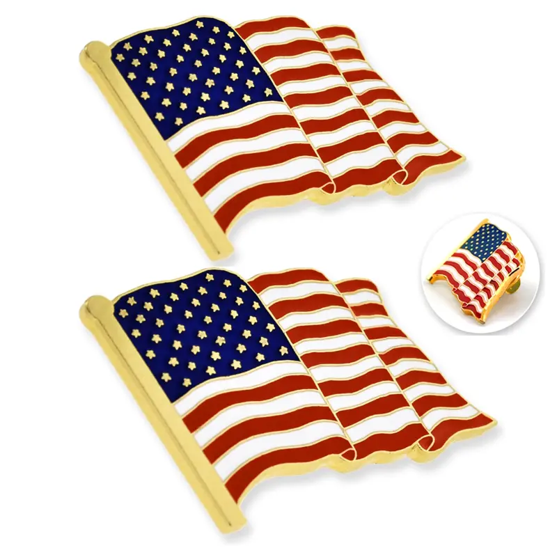American Flag Enamel Lapel Pin - American Pride Fashion Brooch Clip, Versatile Men's Hat & Clothing Accessory, Enamel Lapel Pins for Versatile Addition, Patriotic Gear