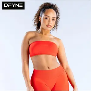 DFYNE Bandeau & Shorts Set – Seamless Open Back Shockproof Beautiful Back Yoga Running Fitness Suit for Women