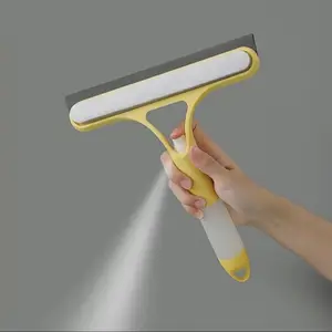 3-in-1 Window Cleaning Scraper with Spray, Squeegee for Shower Glass & Car Windshield, All-Purpose Glass Cleaner Tool, Streak-Free Wiper for Windows, Bathroom, Mirrors & Household Cleaning Supplies