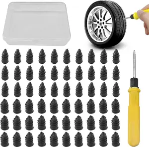 60PCS Tire Repair Rubber Nail, Tire Puncture Repair Tool Kit with Screwdriver, Self Service Vacuum Tire Repair Screw Plug, Tire Repair Kit for Car Truck Motorcycle Tractor