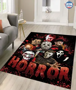 Horror Halloween Characters Rug, Michael Myers, Jason V0orhees, Freddy Krueger Halloween Gift Rug Non-Slip Floor Carpet, Decoration Mat for home Living Room Bedroom, Room Decor, Home Decor