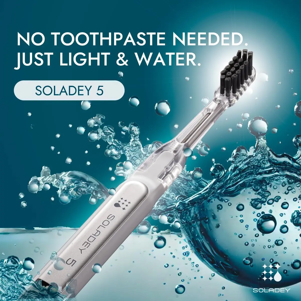 Soladey5 Ionic Oral Toothbrush, Blue, Large Solar Panels, TiO2 Semiconductor, Toothpaste-Free Brushing Capability, Teeth Cleaner, Contains Tio2, Oval Head