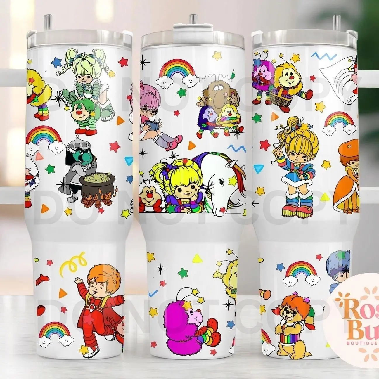 Rainbow 40oz Tumbler, 40oz Stanley Dupe, Rainbow Girl Tumbler, 80s Cartoon Character, 80s Vintage Tumbler, Besties
